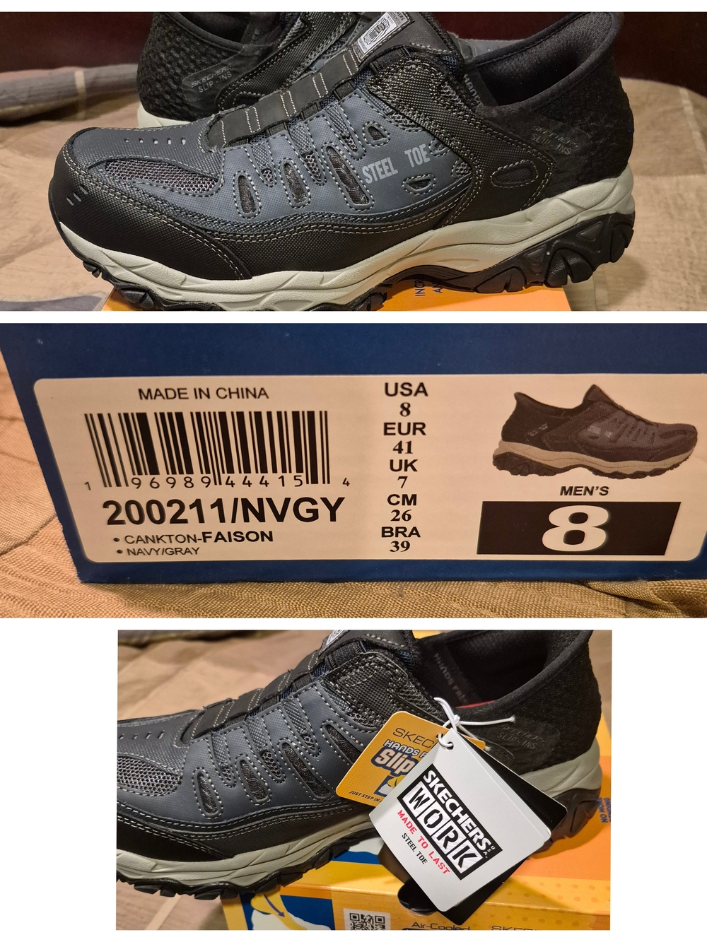 Skechers Work Men's Navy/Gray Steel Toe Slip-On Athletic Work Shoe